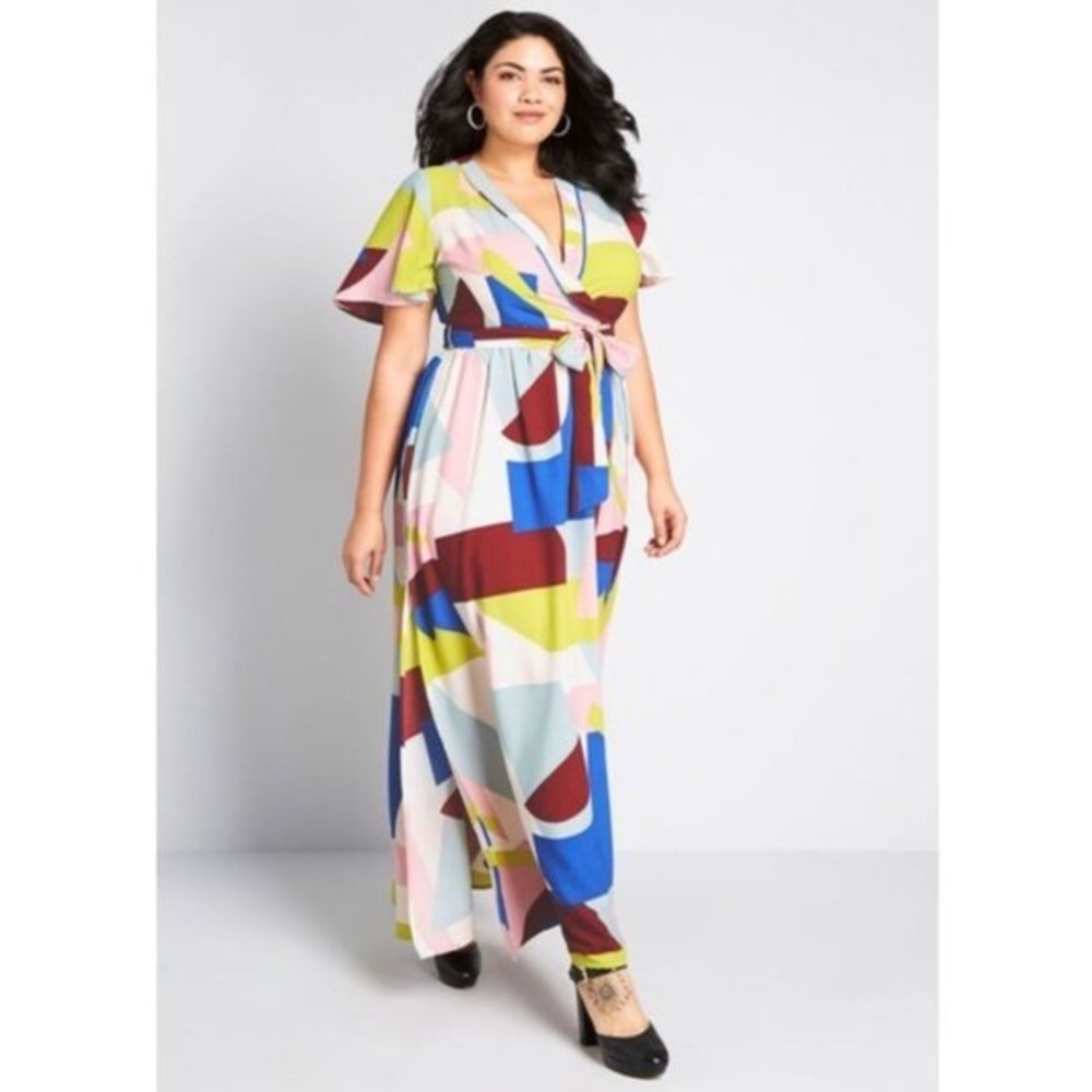 Modcloth Your Time to Shine Geometric Maxi Dress 00